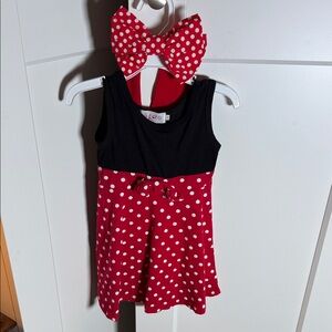 Red Polka Dot Dress with matching Bow Headband